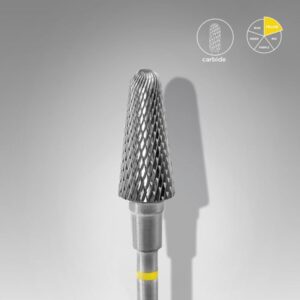 Staleks Εργαλείο τροχού Carbide nail drill bit, "frustum" yellow, head diameter 6 mm / working part 14 mm
