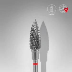 Carbide nail drill bit, "flame" red, head diameter 5 mm / working part 13.5 mm