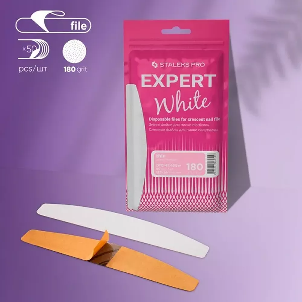 Staleks Αυτοκόλλητες Λευκές Λίμες Crescent Thin 180grit 50 τμχ DFE-42-180W